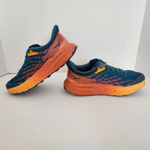 HOKA Speedgoat 5 Women’s Size 8.5B Blue Orange Trail Running Shoes Vibram EUC - Picture 5 of 13